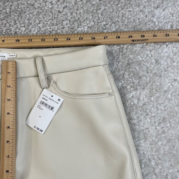 Good American Faux Leather Mini Skirt Bone Ivory Womens 10/30 NEW DEFECT - Picture 7 of 8
